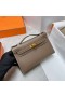 Mini Kelly Pochette Epsom Ck18 Etoupe Grå Guld Hårdvara Ghw 22 cm Full Handgjorda