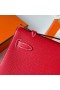 Mini Kelly Pochette Epsom Q5 Ljus Röd Silver Hårdvara 22 cm Phw Full Handgjorda
