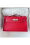 Mini Kelly Pochette Epsom Q5 Ljus Röd Silver Hårdvara 22 cm Phw Full Handgjorda