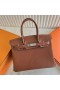 Birkin Barenia Ck34 Djupt Brun Silver Hårdvara 30cm Full Handgjorda Phw