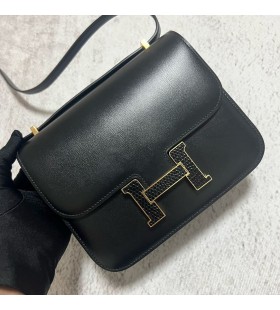 Constance Boxcalf ck89 Noir Svart Ã–dla spÃ¤nne i Guld HÃ¥rdvara GHW 18cm Full Handgjorda