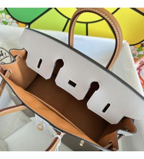 Birkin Epsom M8 gris ashpite & Ck37 Goden brun Guld HÃ¥rdvara 25cm Full Handgjorda