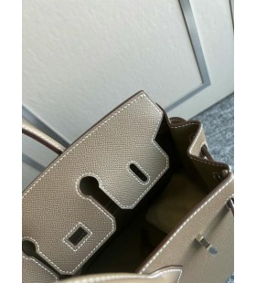 Birkin Epsom Ck18 Etoupe Grå Silver Hårdvara 25cm Full Handgjorda