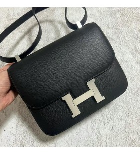 Constance Epsom Ck89 Svart Silver H&Atilde;&yen;rdvara PHW 24cm Full Handgjorda