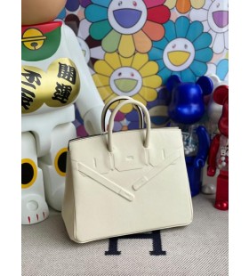 Birkin Skugga Swift KrÃ¤mig vit Silver HÃ¥rdvara 25cm Full Handgjorda