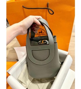 Nya In-the-loop Picotin Togo tinware grå Guld Hårdvara 18cm Full Handgjorda