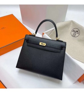 Kelly Epsom Ck89 Svart Guld HÃ¥rdvara Ghw 25cm Full Handgjorda