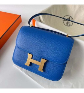 Constance Epsom Ck71 franska blå Guld Hårdvara Ghw 18cm Full Handgjorda