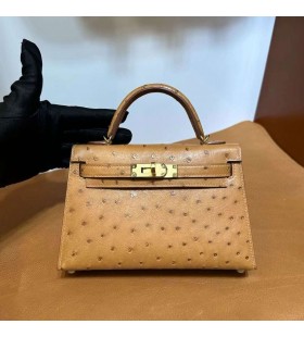 Mini Kelly Struts Ck37 gyllenbrun Guld HÃ¥rdvara 19 cm Full Handgjorda Ghw