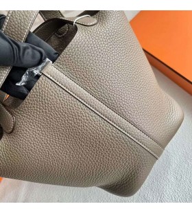 Picotin Clemence Ck18 Etoupe Grå Silver Hårdvara 18cm Full Handgjorda Phw