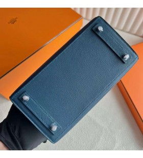 Birkin väskor Limited edition Lilla Hus Blå Silver Hårdvara 20cm Full Handgjorda Phw