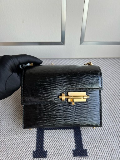 Verrou Lizard ck89 Noir Gold Hardware GHW 17cm Full Handmade