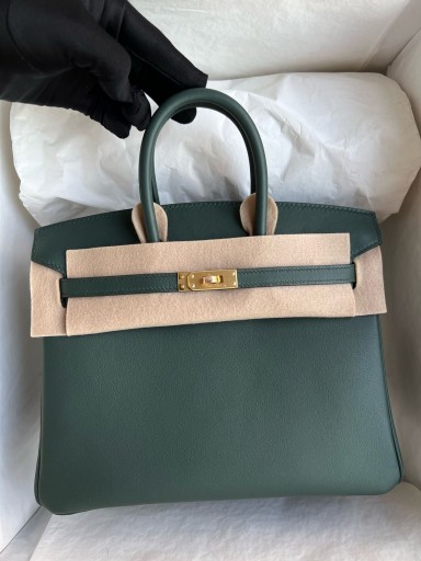 Birkin Swift 6O vert selvi Altın Donanım GHW 25 cm Tam El Yapımı