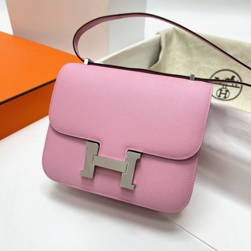 Konstanz Epsom X9 ebegümeci mor Gümüş Donanım Phw 18cm Tam El Yapımı