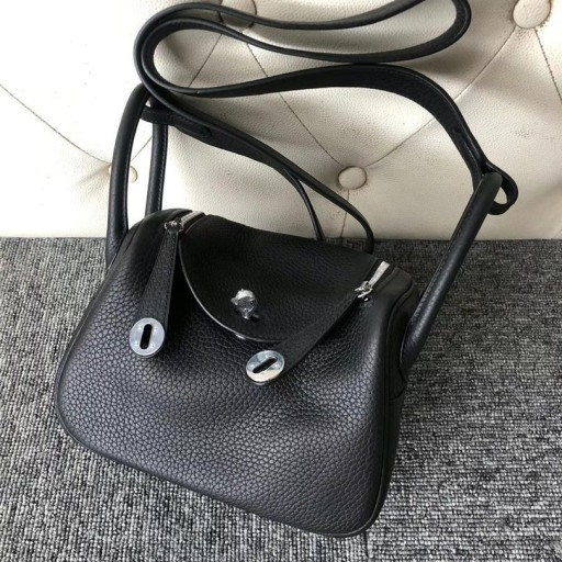 Mini Lindy Clemence Ck89 Siyah Gümüş Donanım 19 cm Tam El Yapımı