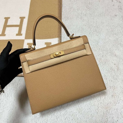Kelly Epsom 0M Çay rengi Altın Donanım 25cm Tam El Yapımı
