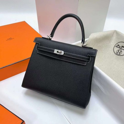 Kelly Togo Ck89 Siyah Gümüş Donanım Mphw 25 cm Tam El Yapımı