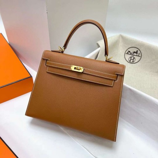 Kelly Epsom Ck37 Altın Kahverengi Altın Donanım Ghw 25cm Tam El Yapımı