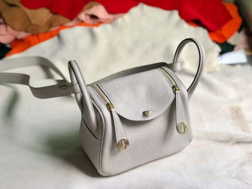 Mini Lindy Clemence Ck80 İnci gri Altın Donanım Ghw 19 cm Tam El Yapımı
