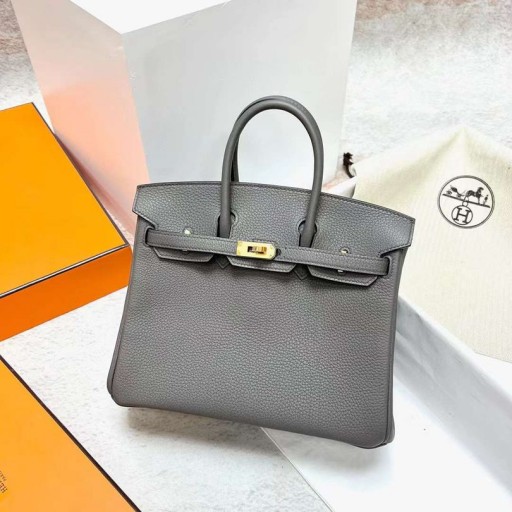 Birkin Togo 8F tinware gri Altın Donanım Ghw 25 cm Tam El Yapımı