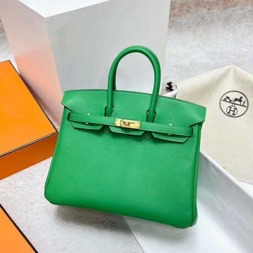 Birkin Swift K1 Bambu yeşil Altın Donanım Ghw 25 cm Tam El Yapımı