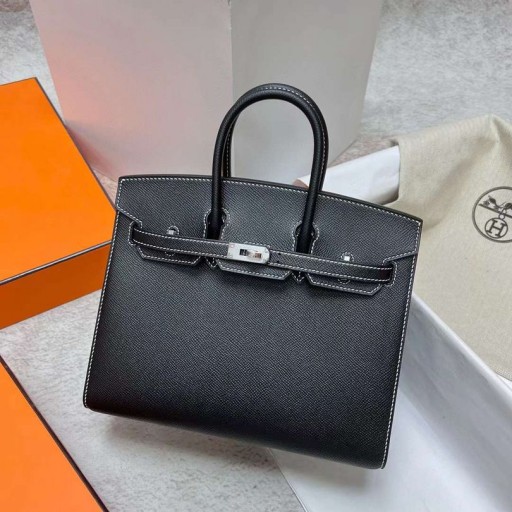 Birkin Sellier Epsom Ck89 Siyah Gümüş Donanım Phw 25 cm Tam El Yapımı