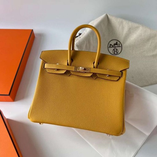 Birkin Togo 9D Amber sarı Altın Donanım Ghw 25 cm Tam El Yapımı