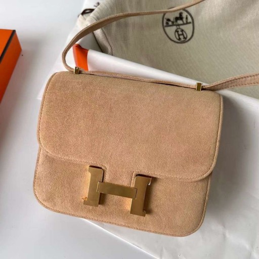 Constance Süet Açık çikolata Altın Donanım Ghw 18cm Tam El Yapımı