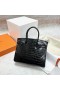Birkin Porosus parlak ck89 Noir Gümüş Donanım Phw 30 cm Tam El Yapımı