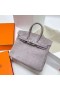 Birkin Süet Deri Gri Gümüş Donanım Phw 25cm Tam El Yapımı