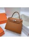 Kelly Epsom Ck37 Altın Kahverengi Gümüş Donanım 25 cm Tam El Yapımı