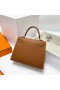 Kelly Epsom Ck37 Altın Kahverengi Altın Donanım Ghw 25cm Tam El Yapımı