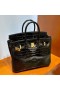 Birkin parlak Timsah timsah Ck89 Siyah Altın Donanım 25 cm Tam El Yapımı Ghw