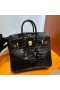 Birkin parlak Timsah timsah Ck89 Siyah AltÄ±n DonanÄ±m 25 cm Tam El YapÄ±mÄ± Ghw