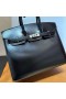 Birkin Sellier Box Ck89 Black Silver Hardware 25cm Full Handmade Phw