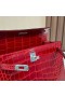 Kelly Parlak Timsah Timsah Ck95 Ferrari kırmızı Gümüş Donanım 25 cm Tam El Yapımı Phw