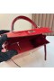 Kelly Parlak Timsah Timsah Ck95 Ferrari kırmızı Gümüş Donanım 25 cm Tam El Yapımı Phw