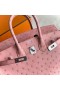 Birkin Devekuşu CC94 Dusky pembe Gümüş Donanım 25 cm Tam El Yapımı Phw