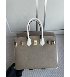 Birkin Epsom ck18 etoupe & craie Altın Donanım GHW 25 cm Tam El Yapımı
