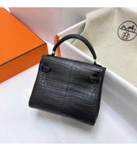 Kelly bebek Swift & Timsah mat ck88 Grafit Gümüş Donanım Phw 16 cm Tam El Yapımı