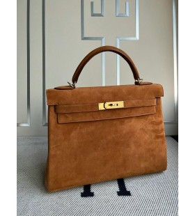 Kelly Süet Ck37 Altın kahverengi Altın Donanım 32cm Tam El Yapımı