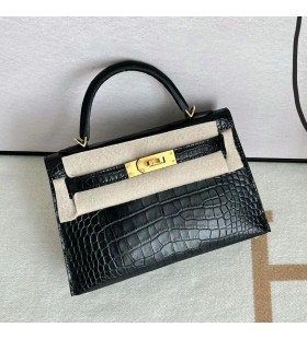 Mini Kelly Mat Timsah Timsah Ck89 Siyah Alt&Auml;&plusmn;n Donan&Auml;&plusmn;m 19 cm Tam El Yap&Auml;&plusmn;m&Auml;&plusmn;