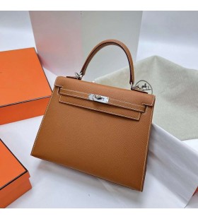 Kelly Epsom Ck37 Altın Kahverengi GümüŠDonanım 25 cm Tam El Yapımı