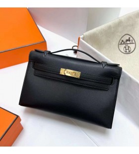 Mini Kelly PoÅŸet Swift Ck89 Siyah AltÄ±n DonanÄ±m Ghw 22 cm Tam El YapÄ±mÄ±