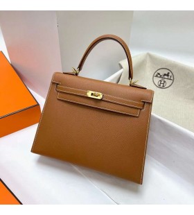 Kelly Epsom Ck37 Altın Kahverengi Altın Donanım Ghw 25cm Tam El Yapımı