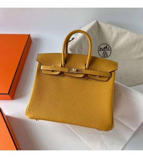 Birkin Togo 9D Amber sarı Altın Donanım Ghw 25 cm Tam El Yapımı