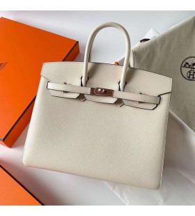 Birkin Sellier Epsom I2 Kremsi Beyaz Gül Altın Donanım Rghw 25 cm Tam El Yapımı