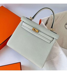 Kelly Togo 0 W Kristal gri Altın Donanım Ghw 25 cm Tam El Yapımı