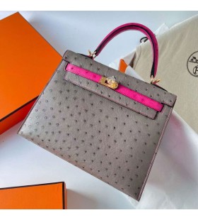 Kelly DevekuÅu M8 gris ashpite & E5 Gül Kırmızı Altın Donanım Ghw 25 cm Tam El Yapımı