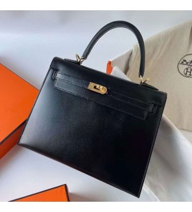 Kelly Kutusu Deri Ck89 Siyah Altın Donanım 25 cm Ghw Tam El Yapımı